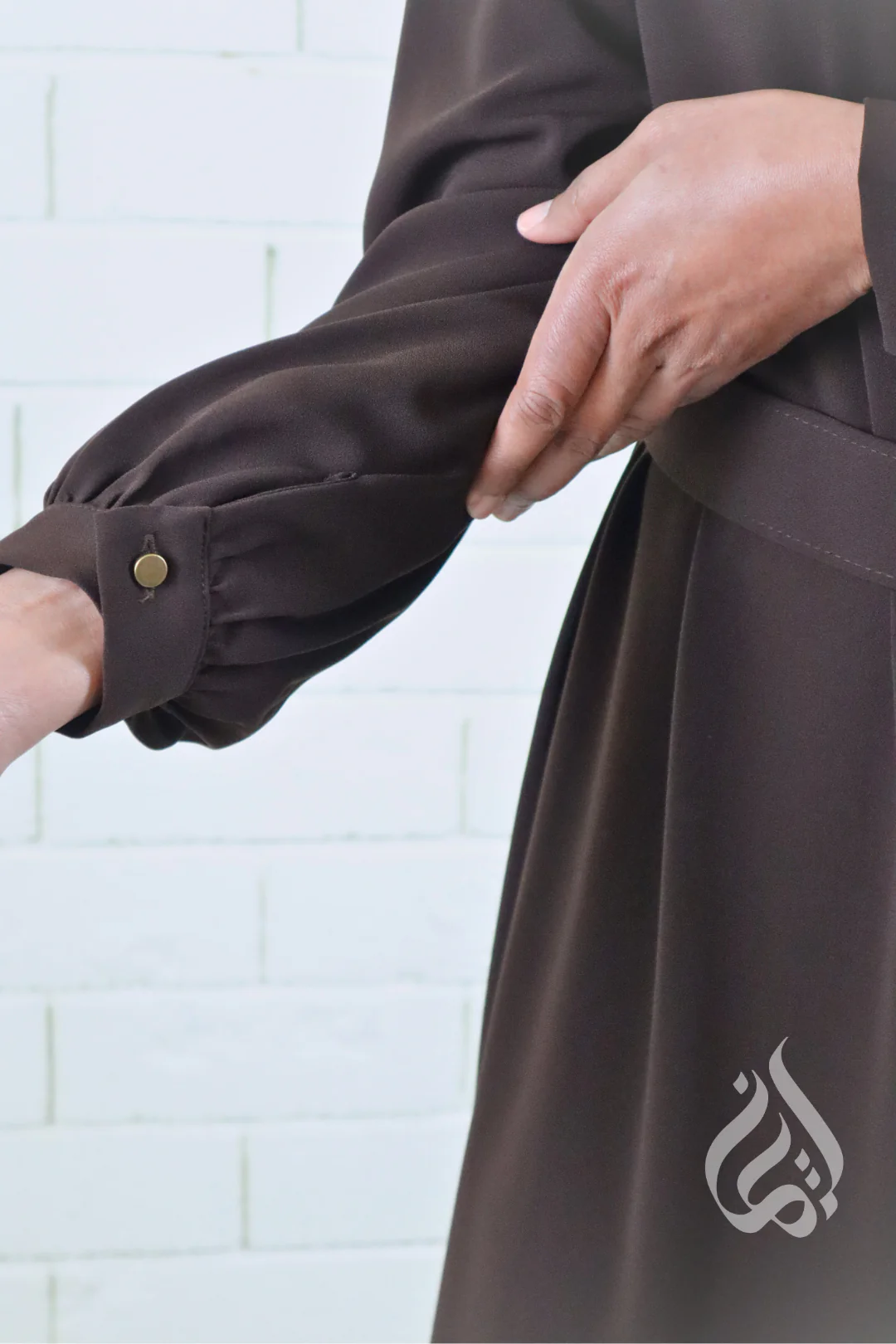Classic Buttoned Dress - Dark Brown - Image 6