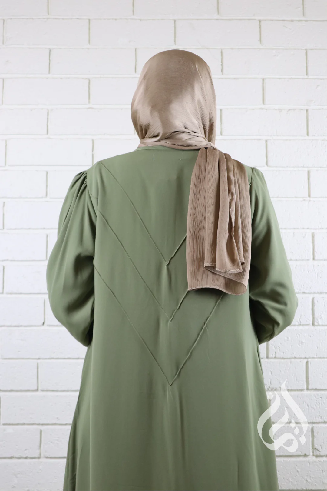 Elyna Beaded Abaya - Olive - Image 5