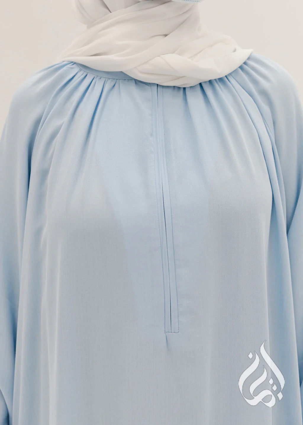 Gathered Dress - Sky Blue - Image 11