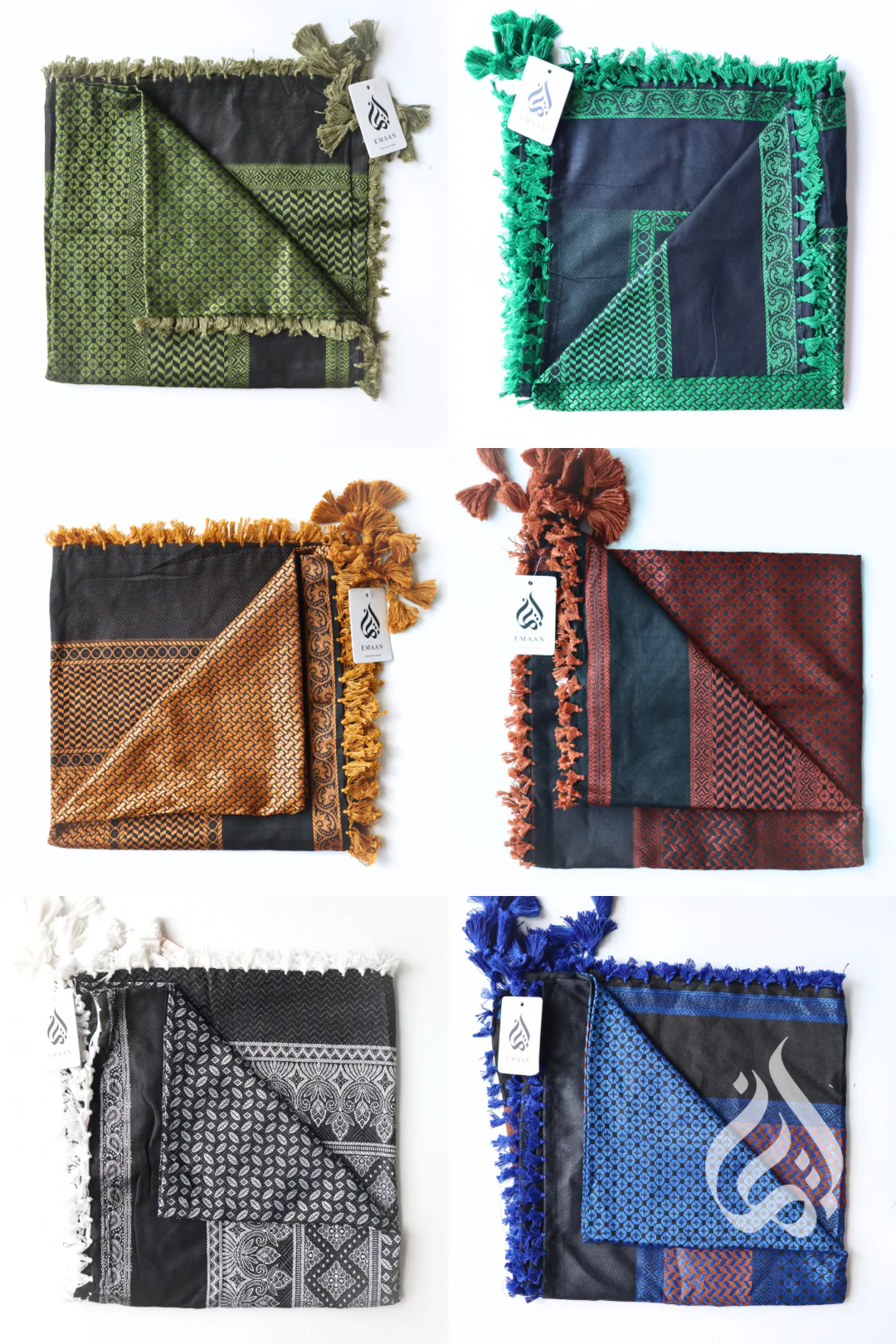 Kufiyeh Scarf (Multicoloured) - Black Base