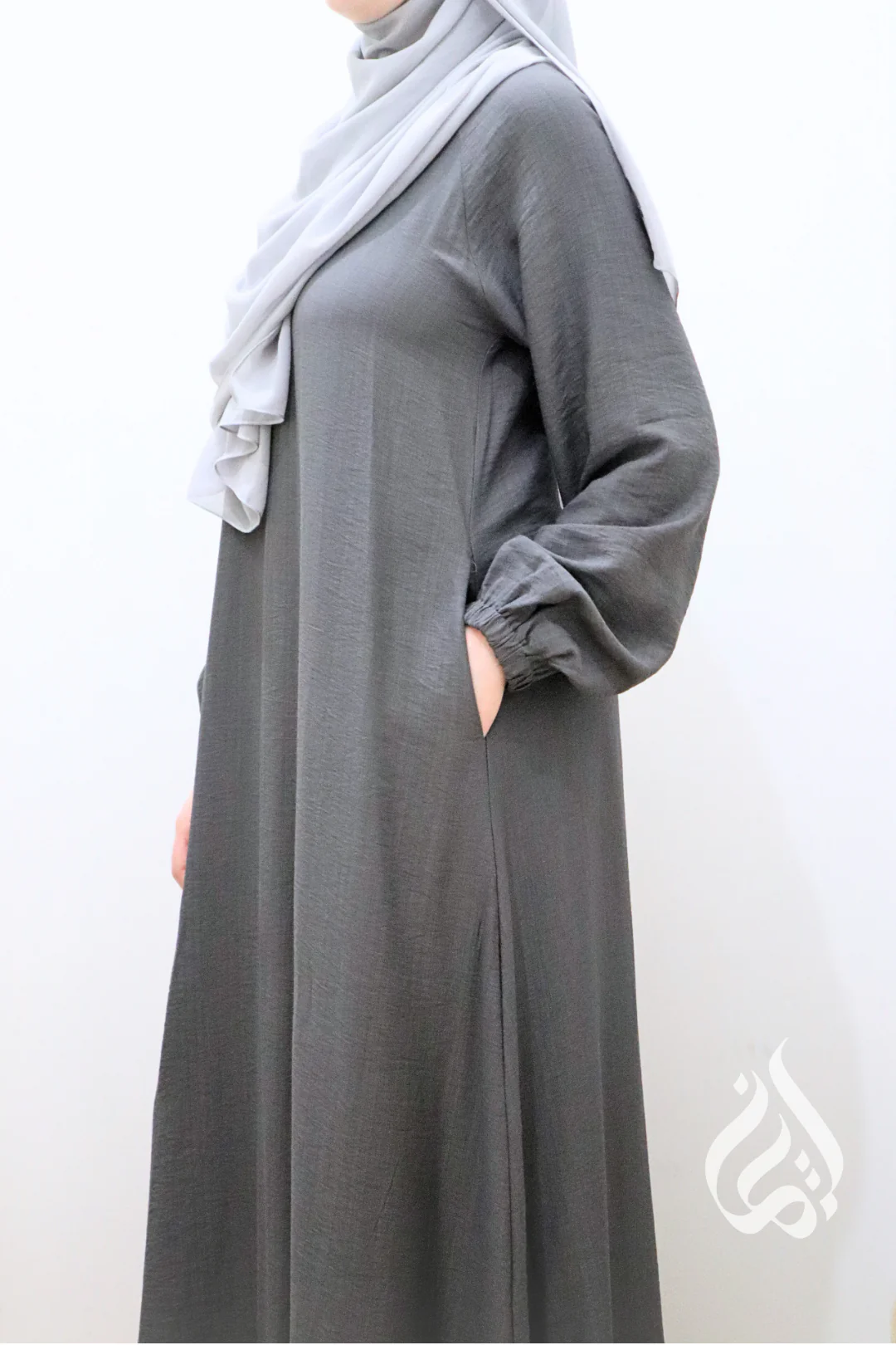 Plain Classic Dress - Charcoal - Image 4
