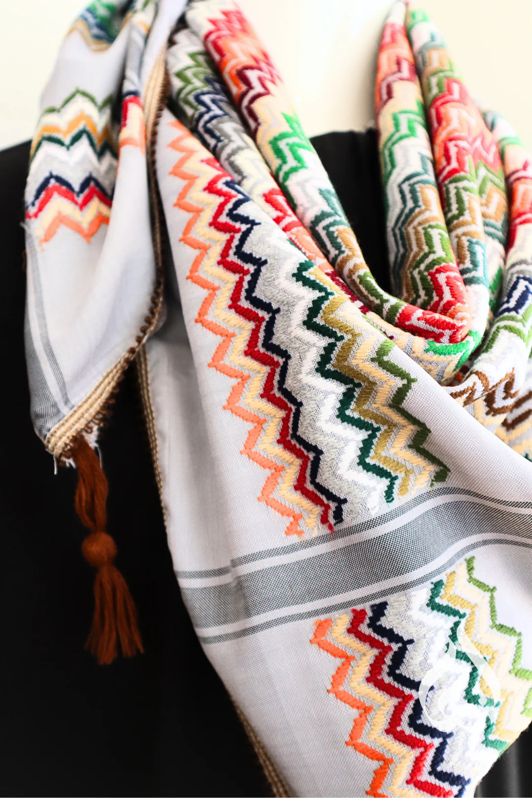 West Bank Kufiya in Wave of Gaza Pattern - Made in Palestine - Image 2